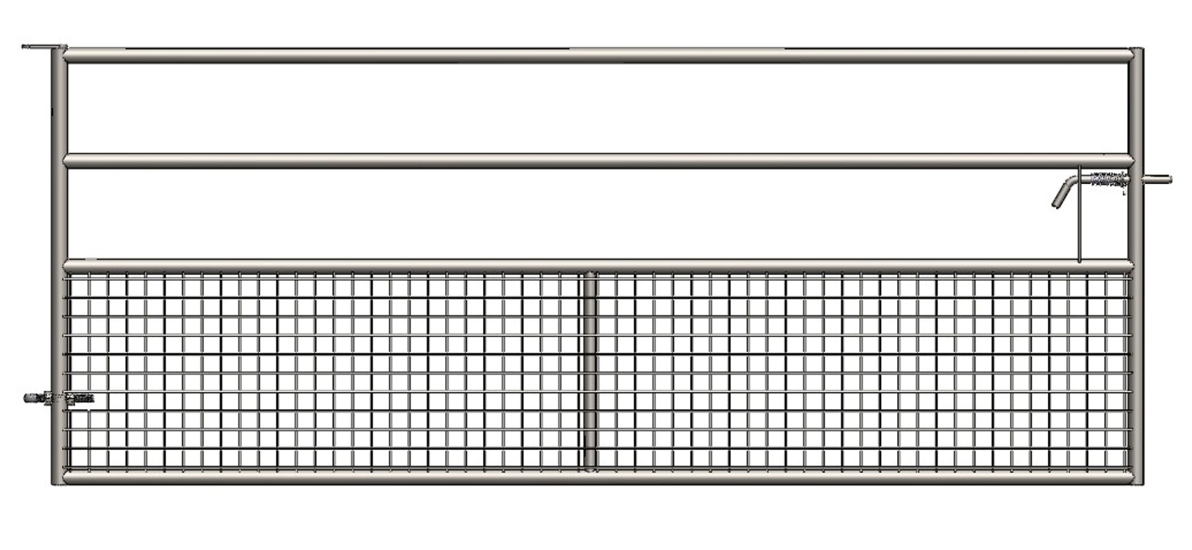 Barrière d’herbage fixe de 2 m 4 lisses semi-grillagée