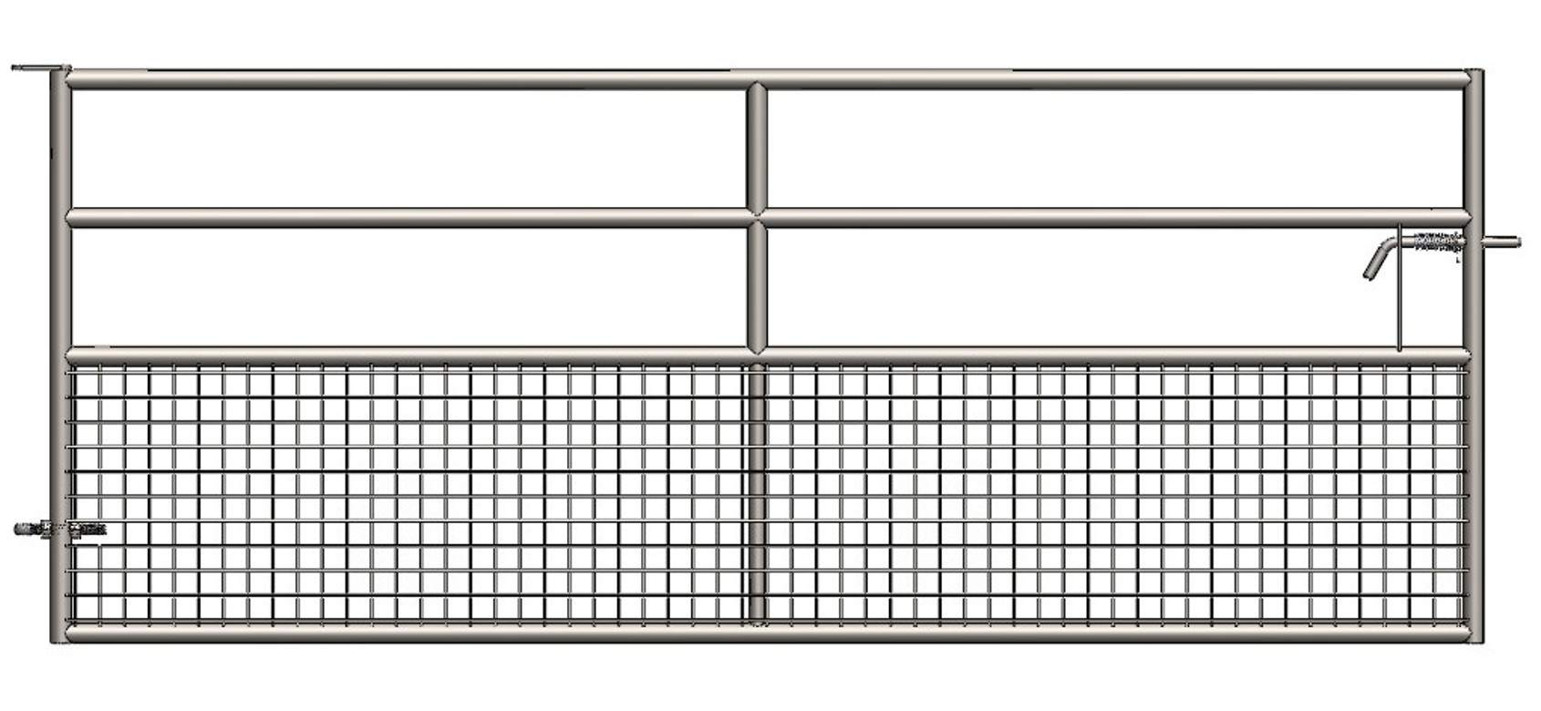 Barrière d’herbage fixe de 4 m 4 lisses semi-grillagée