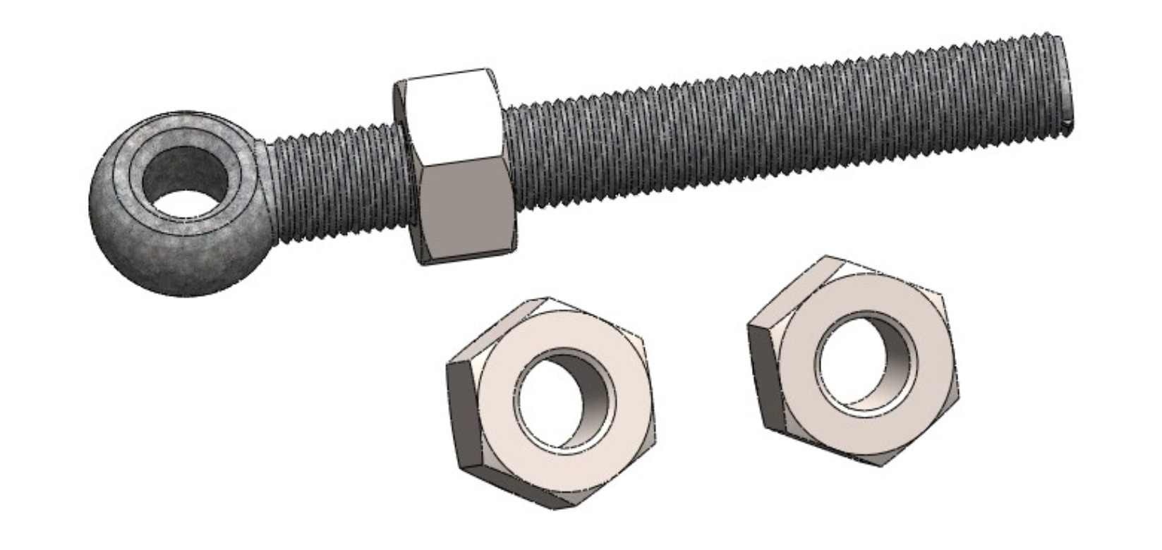 Paire de gond M22 avec 3 écrous H22 dont un monté