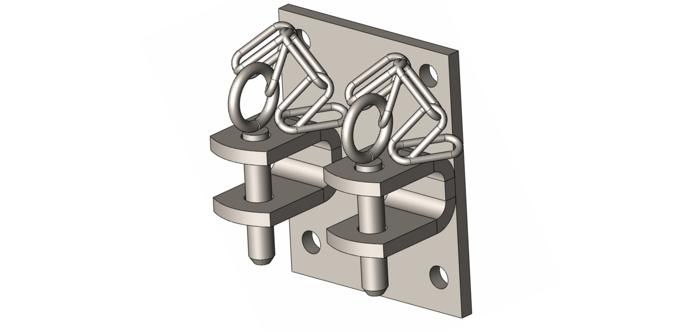 Paire de charnières double suspension sur plat percé